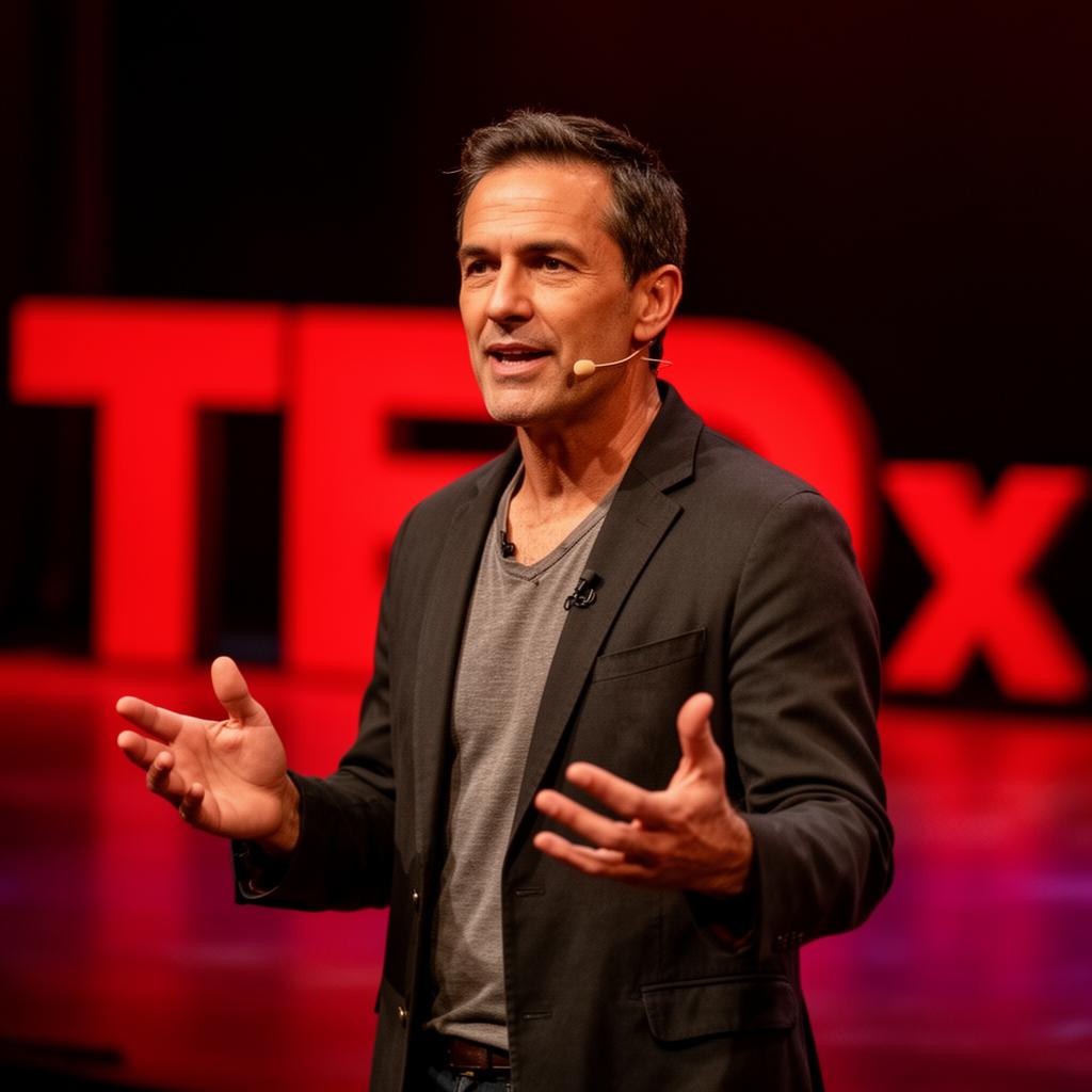 Danniel Fuchs delivering a TEDx talk on multigenerational living